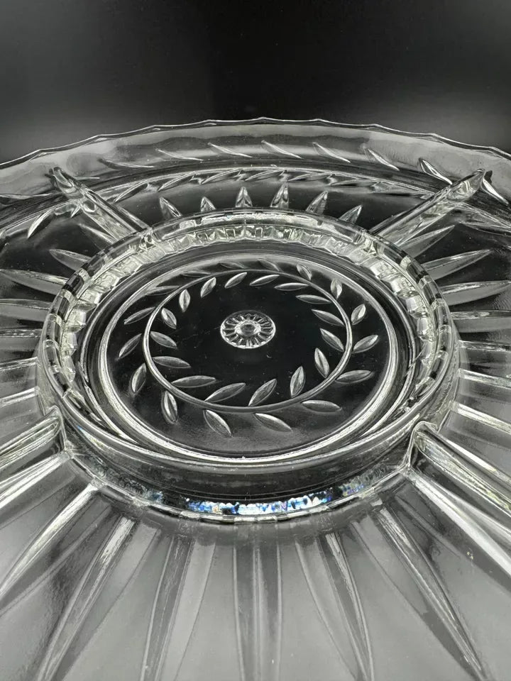 Vintage Indiana Glass Laurel Leaf Pattern 4 Part Relish Tray