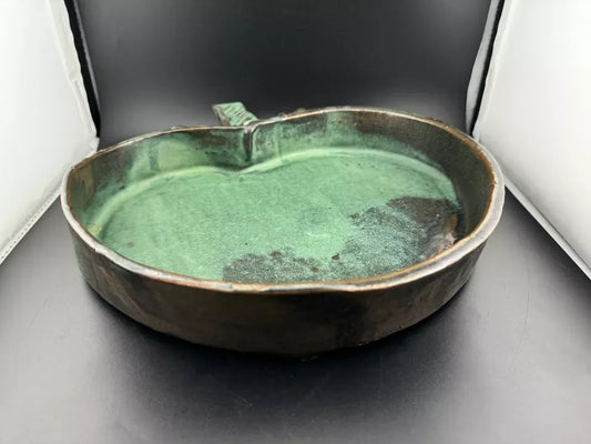 Handmade Pottery, Blue Apple Bowl or Serving Dish