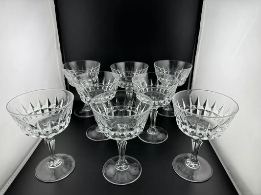 Vintage Clear Glass Stemmed Dessert Cups - Set of 8