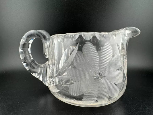 Vintage Pressed & Etched Glass Creamer
