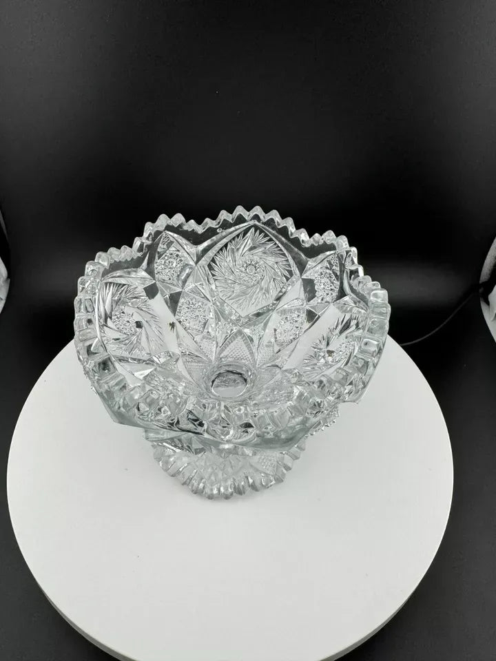 Vintage NUCUT Footed Jelly Bowl with Pinwheel Pattern by Imperial Glass Co.