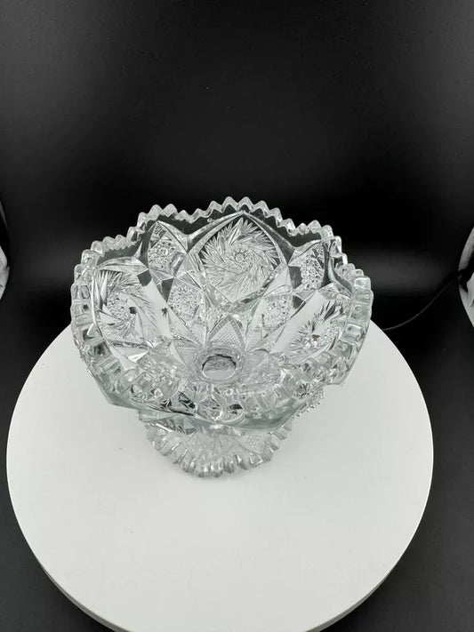 Vintage NUCUT Footed Jelly Bowl with Pinwheel Pattern by Imperial Glass Co.