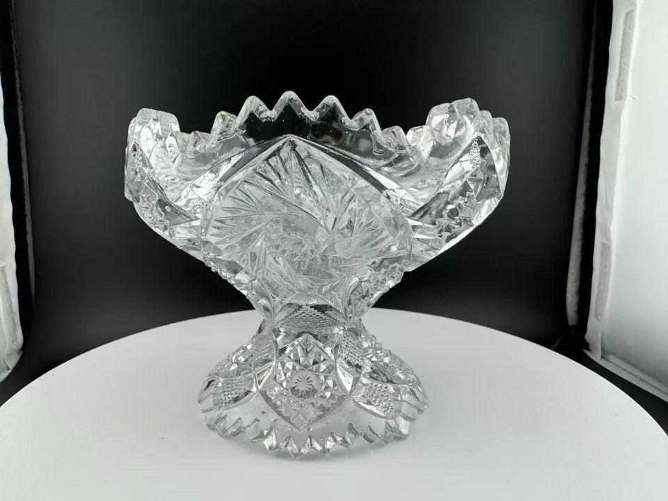 Vintage NUCUT Footed Jelly Bowl with Pinwheel Pattern by Imperial Glass Co.