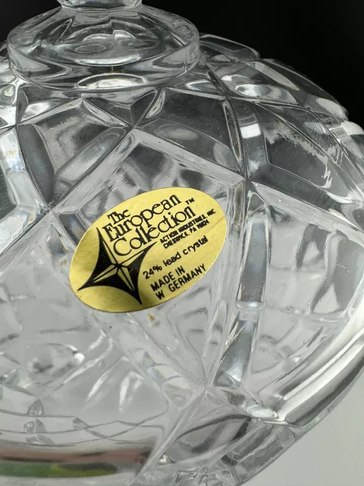 The European Collection Lead Crystal Footed & Lidded Candy or Nut Bowl