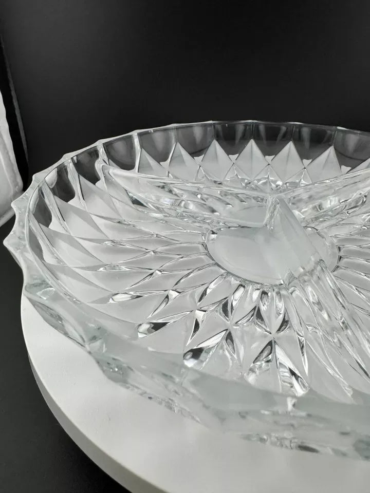 Diamond Pattern Clear Glass 3-Compartment Relish Dish