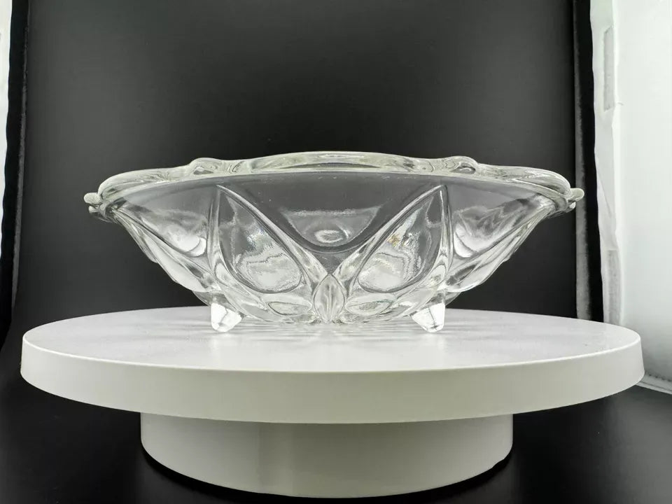 Vintage Anchor Hocking "TEARDROPS & DOTS 920" Clear Glass Footed Bowl