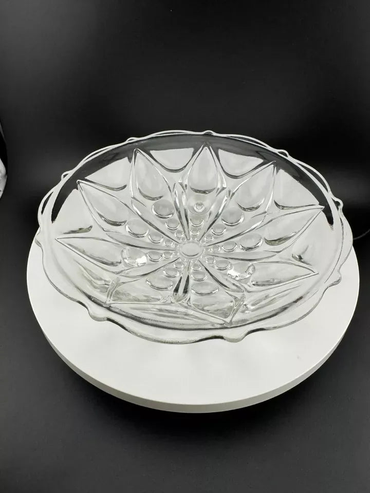 Vintage Anchor Hocking "TEARDROPS & DOTS 920" Clear Glass Footed Bowl
