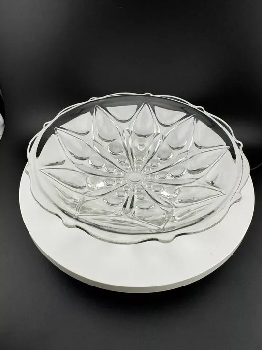 Vintage Anchor Hocking "TEARDROPS & DOTS 920" Clear Glass Footed Bowl