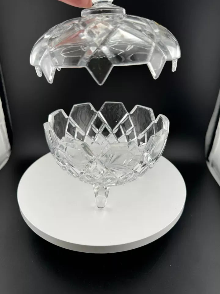 The European Collection Lead Crystal Footed & Lidded Candy or Nut Bowl