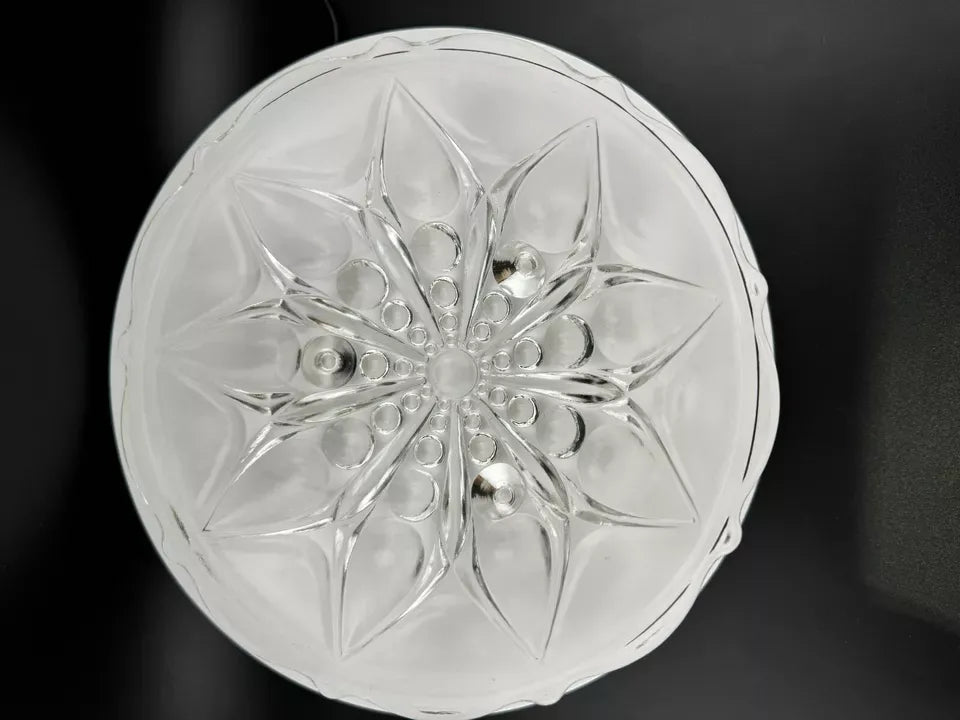 Vintage Anchor Hocking "TEARDROPS & DOTS 920" Clear Glass Footed Bowl