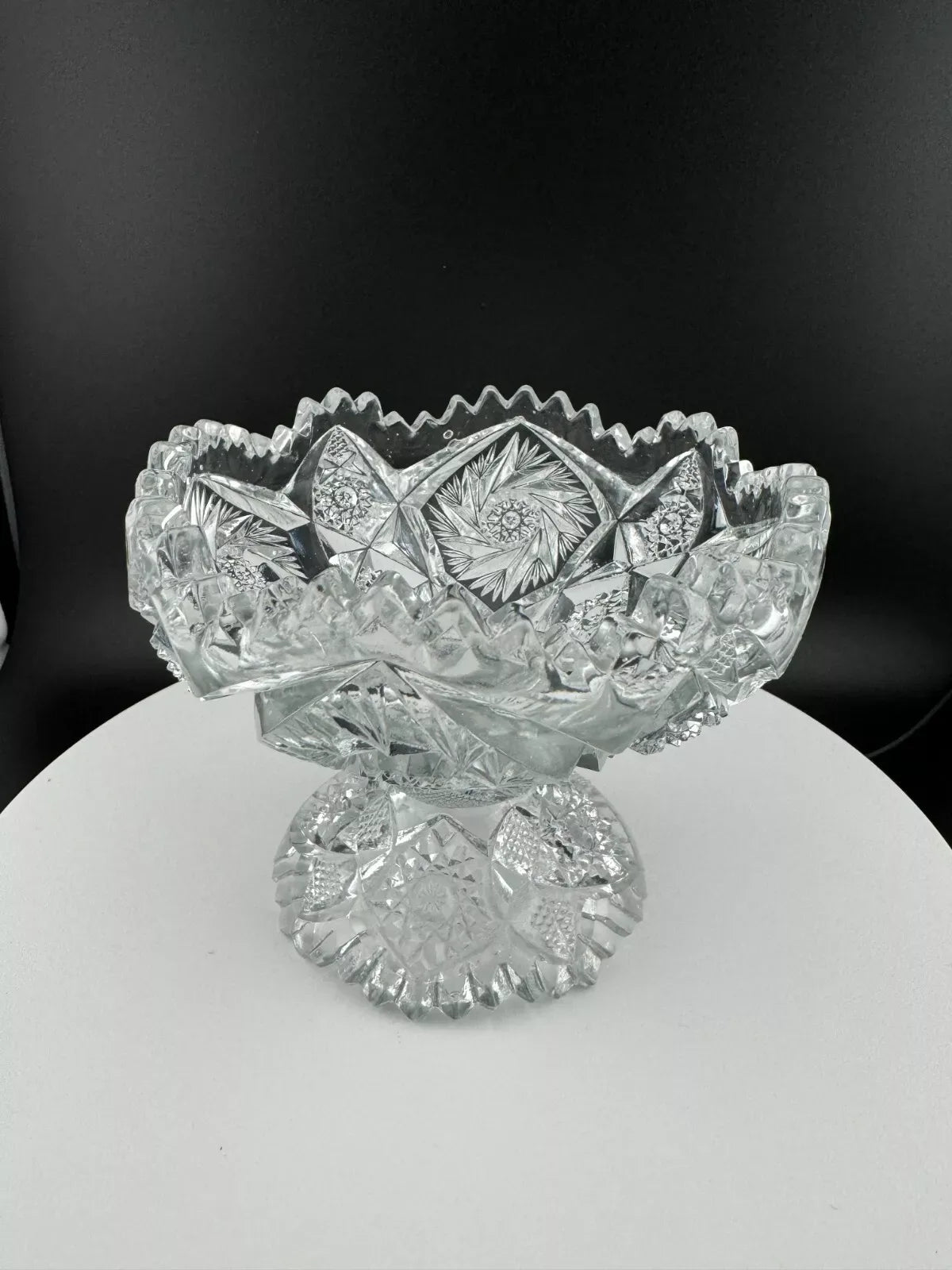 Vintage NUCUT Footed Jelly Bowl with Pinwheel Pattern by Imperial Glass Co.