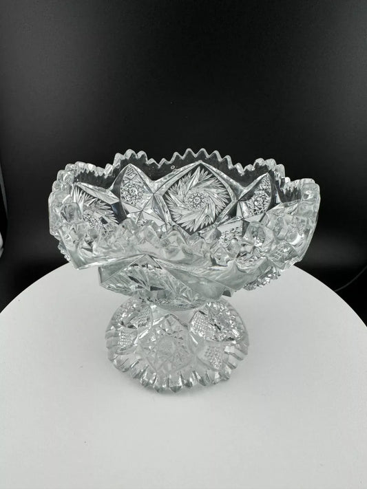 Vintage NUCUT Footed Jelly Bowl with Pinwheel Pattern by Imperial Glass Co.
