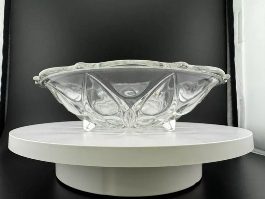 Vintage Anchor Hocking "TEARDROPS & DOTS 920" Clear Glass Footed Bowl