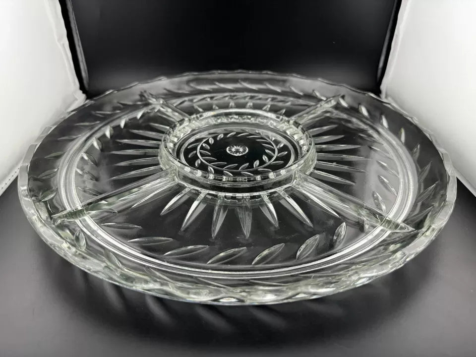 Vintage Indiana Glass Laurel Leaf Pattern 4 Part Relish Tray