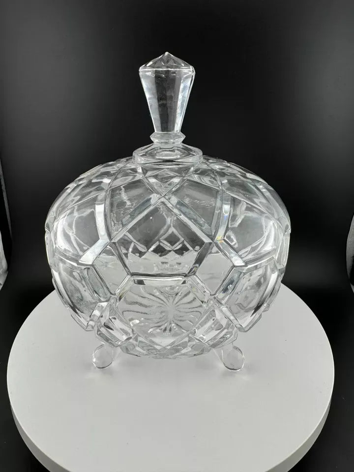 The European Collection Lead Crystal Footed & Lidded Candy or Nut Bowl