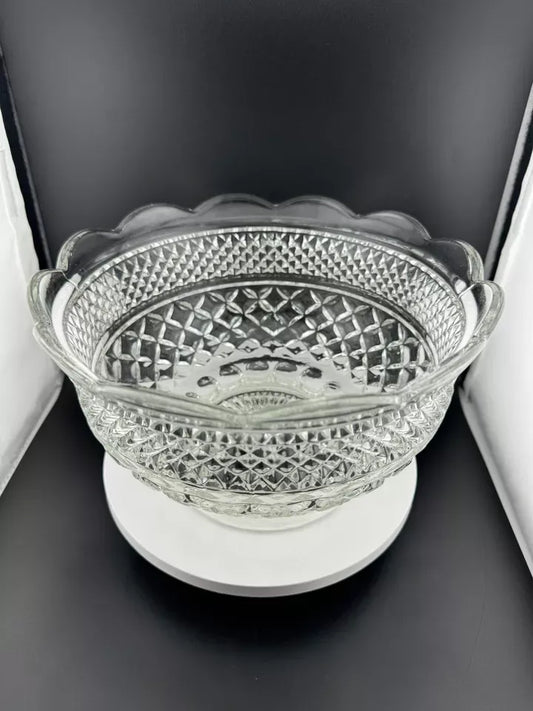 Vintage Anchor Hocking Wexford Clear Glass Footed Serving Bowl