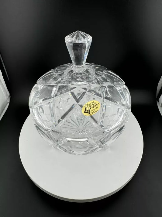 The European Collection Lead Crystal Footed & Lidded Candy or Nut Bowl