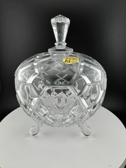 The European Collection Lead Crystal Footed & Lidded Candy or Nut Bowl