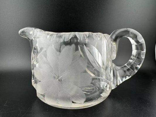 Vintage Pressed & Etched Glass Creamer
