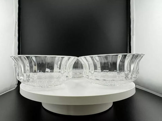 Vintage KIG Indonesia Clear Glass Fleur de Lis Dessert Bowl