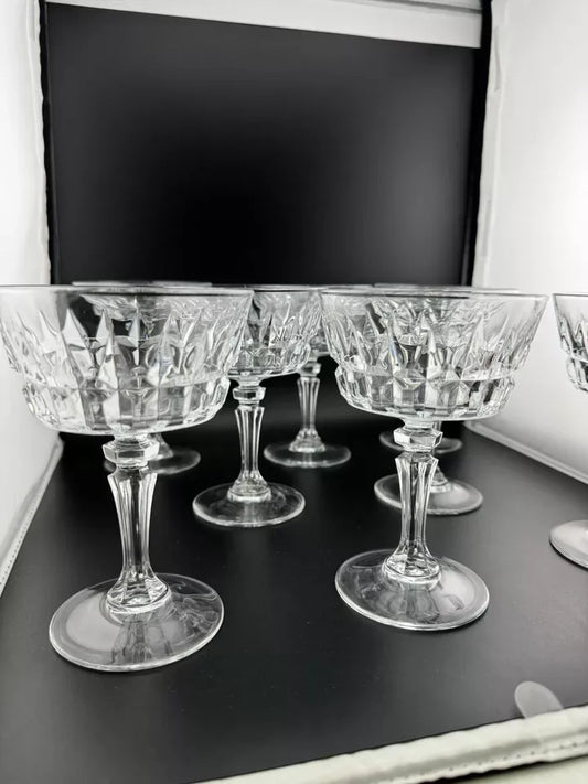 Vintage Clear Glass Stemmed Dessert Cups - Set of 8