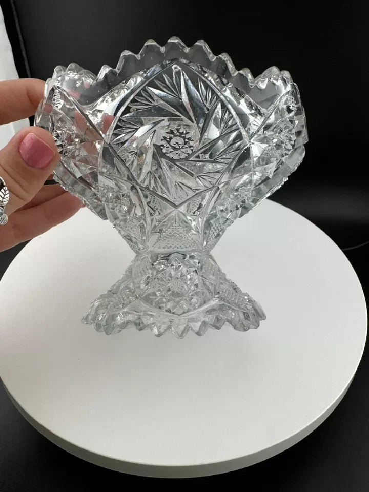 Vintage NUCUT Footed Jelly Bowl with Pinwheel Pattern by Imperial Glass Co.