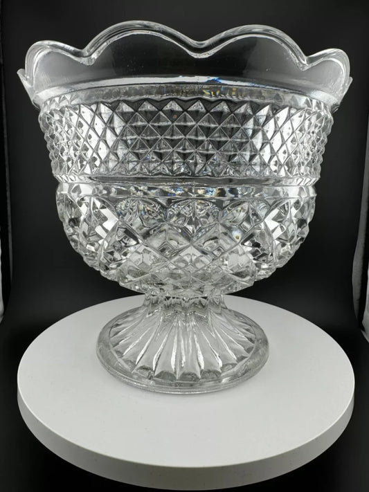 Vintage Anchor Hocking Wexford Clear Glass Footed Bowl