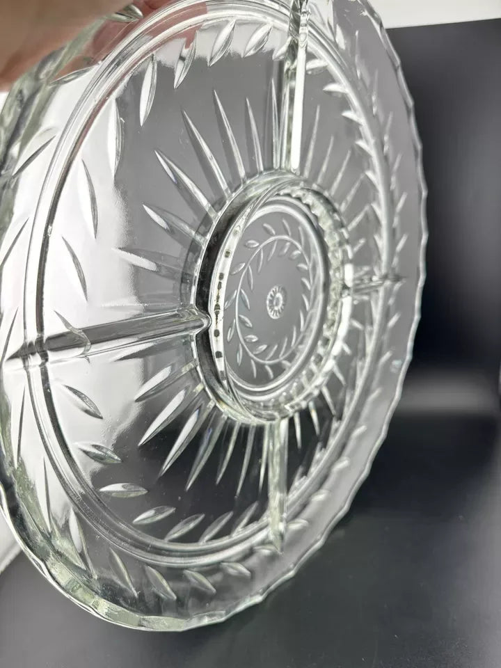 Vintage Indiana Glass Laurel Leaf Pattern 4 Part Relish Tray
