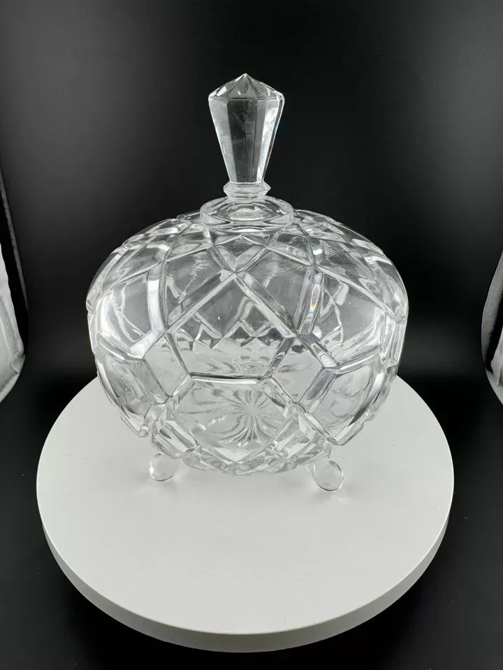 The European Collection Lead Crystal Footed & Lidded Candy or Nut Bowl