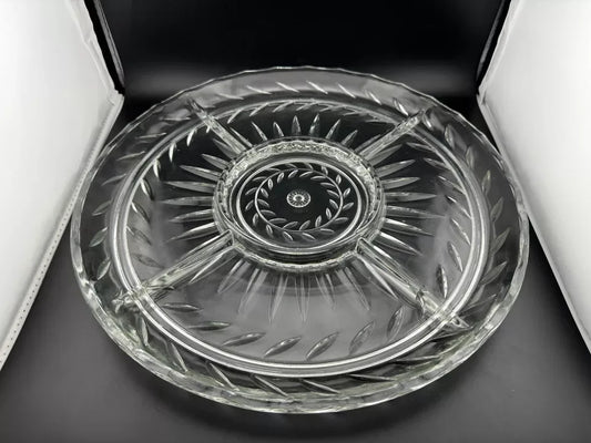 Vintage Indiana Glass Laurel Leaf Pattern 4 Part Relish Tray