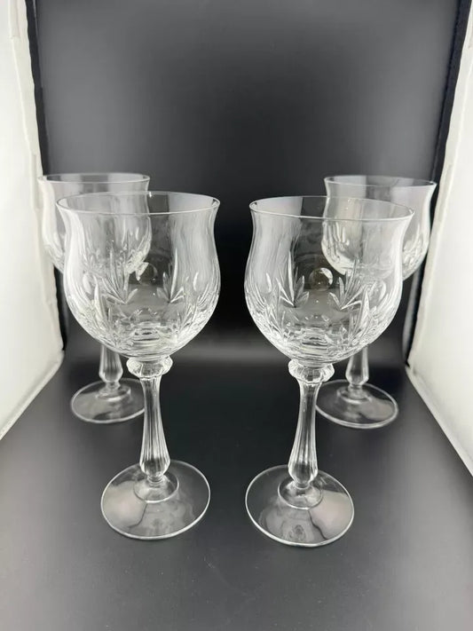 MIKASA Clear Cut Crystal Chambray Wine Glasses - Set of 4