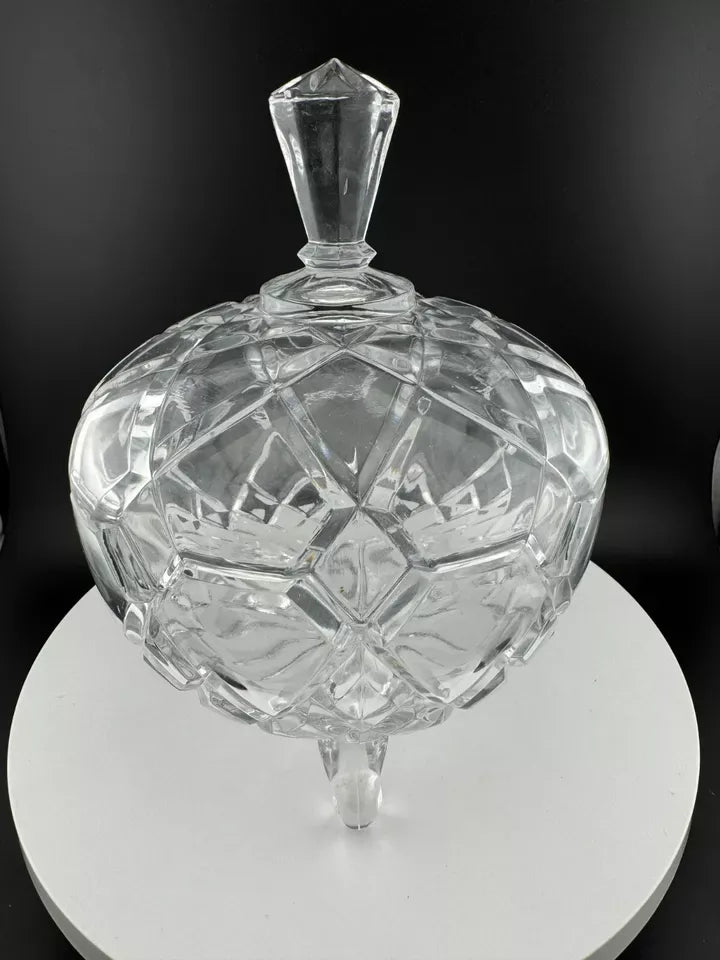 The European Collection Lead Crystal Footed & Lidded Candy or Nut Bowl