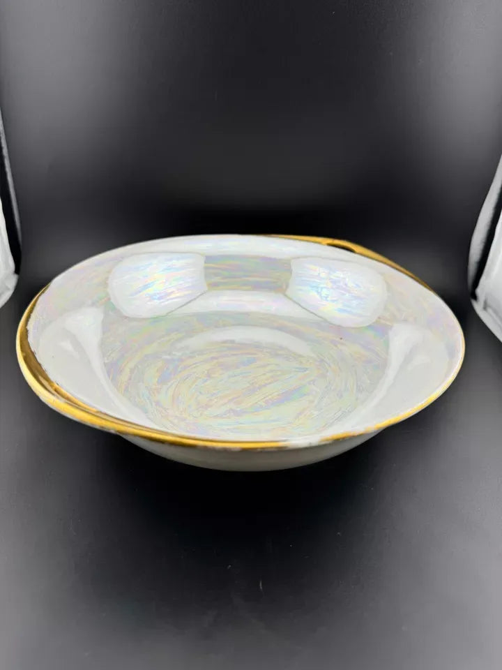 Schlackenwerth Lusterware Handled Serving Bowl