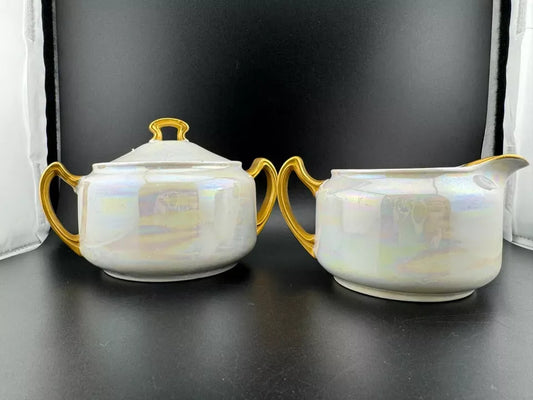 Vintage Lusterware Sugar Bowl and Creamer Set