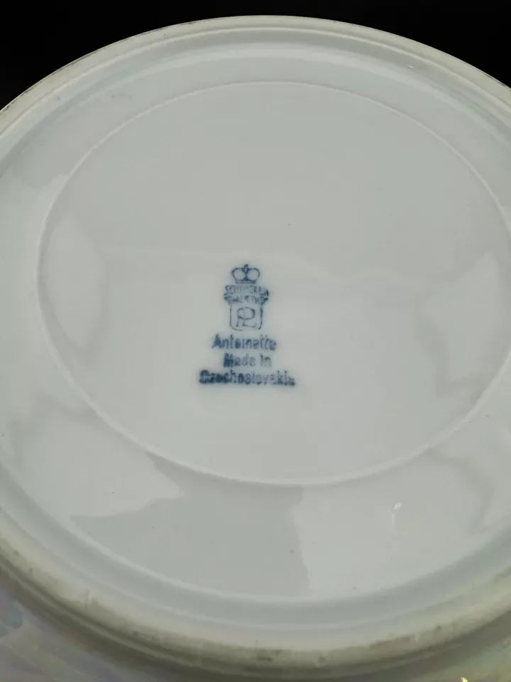 Schlackenwerth Lusterware Handled Serving Bowl
