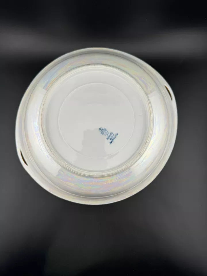 Schlackenwerth Lusterware Handled Serving Bowl