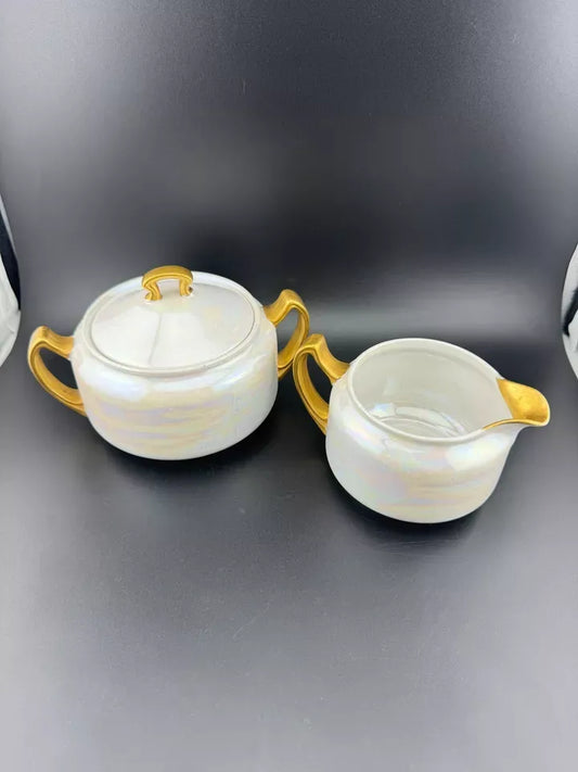 Vintage Lusterware Sugar Bowl and Creamer Set