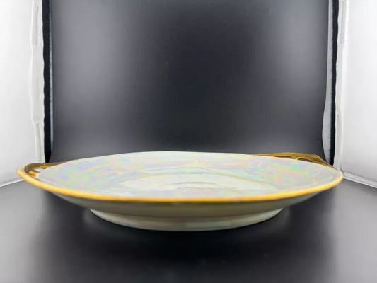 Vintage German Lusterware Round Handled Serving Plate