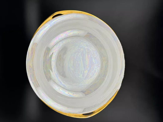 Schlackenwerth Lusterware Handled Serving Bowl