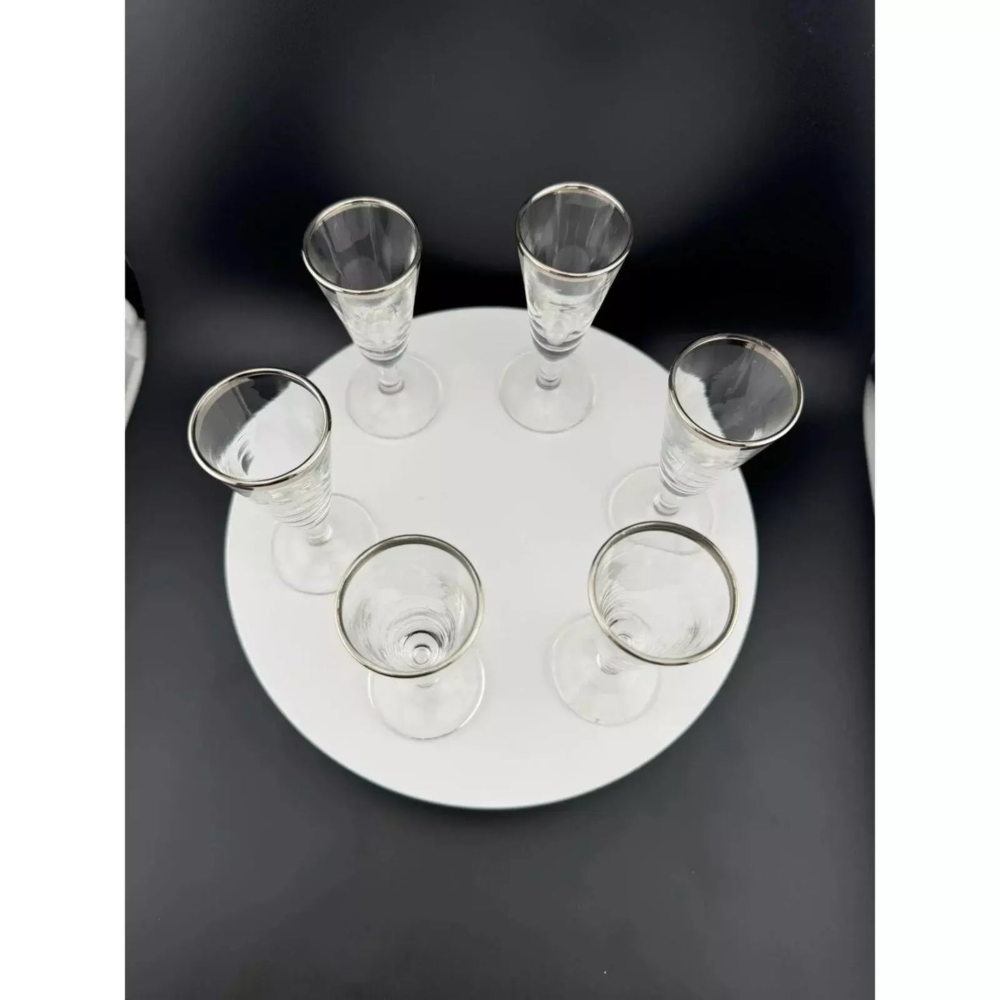 Mid Century Silver-Rimmed Shot/Liquor Glasses - Set of 6
