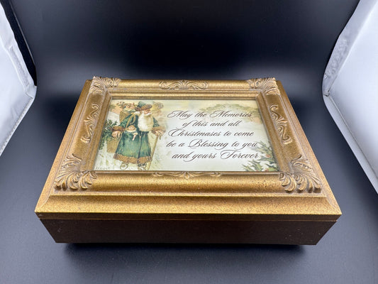 Golden Holiday Musical Jewelry Box