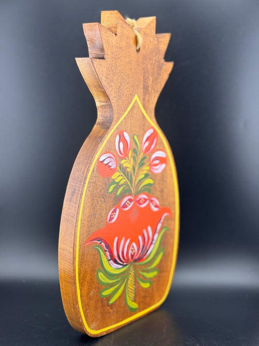 Folk Painted Wooden Pineapple Plaque