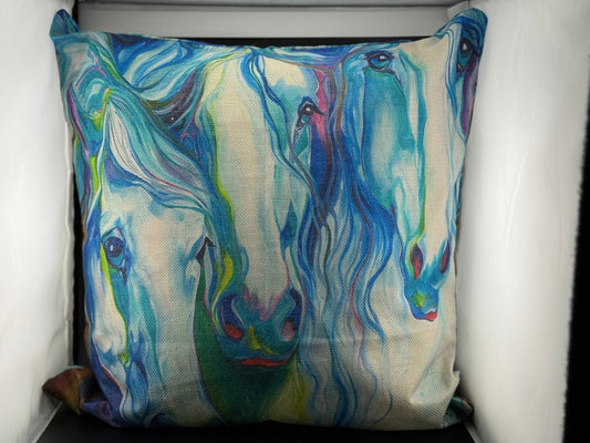 Marcia Baldwin Watercolor Horses Accent Pillow