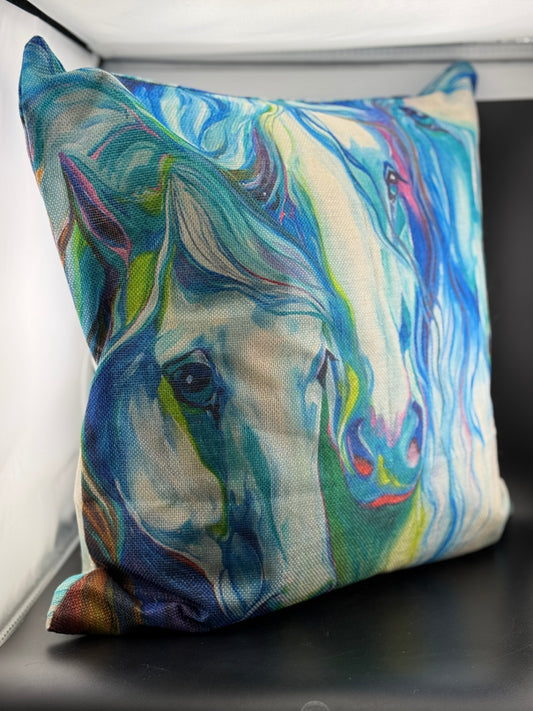 Marcia Baldwin Watercolor Horses Accent Pillow