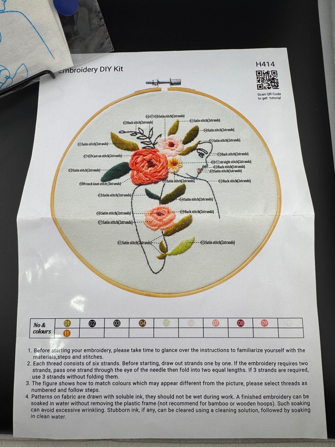 New Woman Outline with Floral Pattern Embroidery Kit - H414