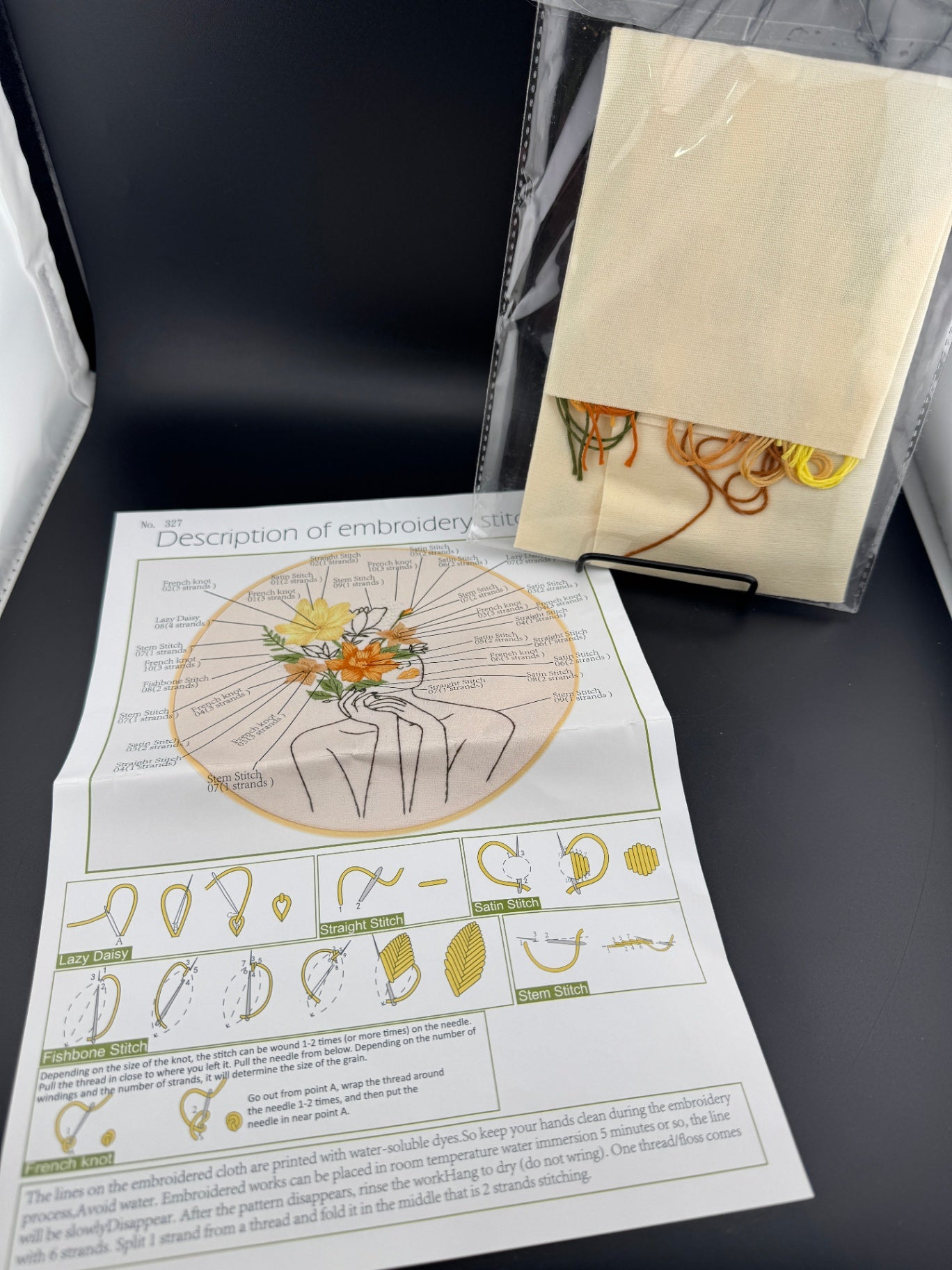 New Outline of Woman with Floral Crown Embroidery Kit - No. 327