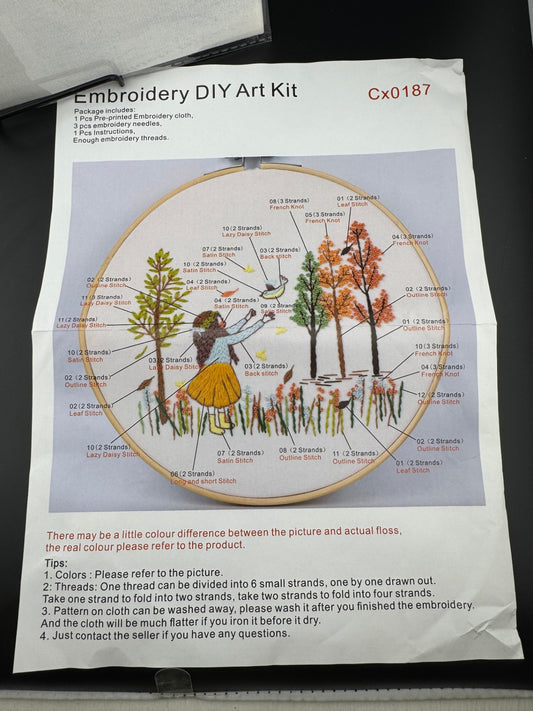 New Little Girl with Bird Embroidery Kit - Cx0187