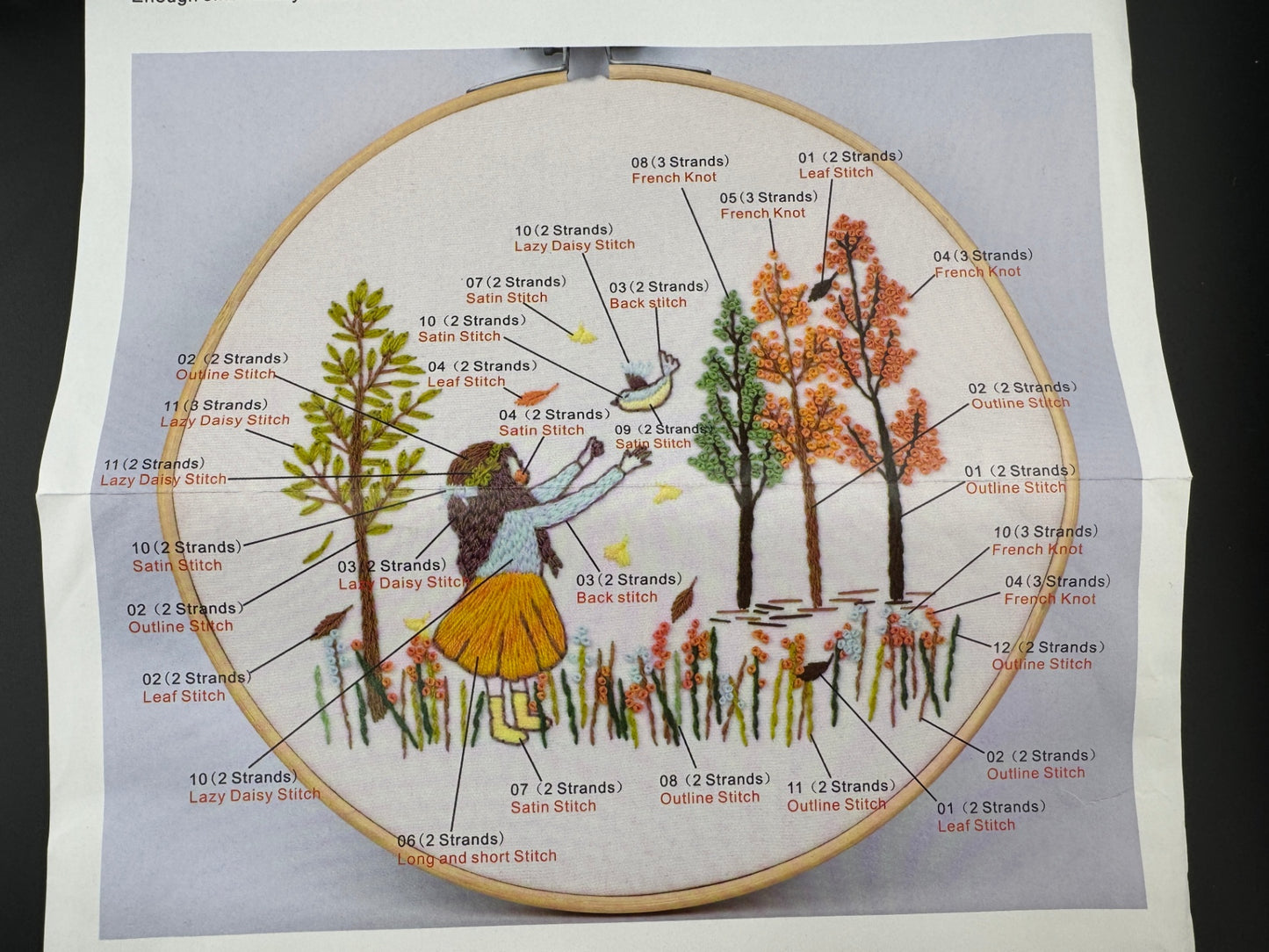 New Little Girl with Bird Embroidery Kit - Cx0187