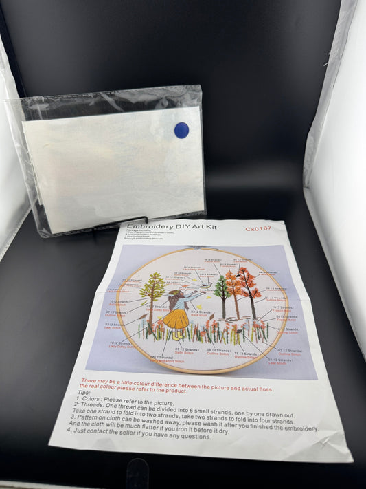 New Little Girl with Bird Embroidery Kit - Cx0187