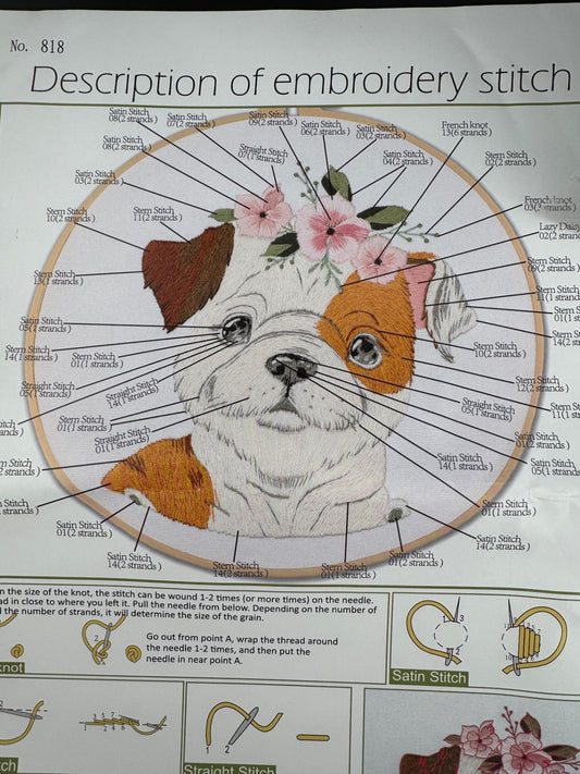 New Dog Embroidery Kit - Bulldog - No. 818